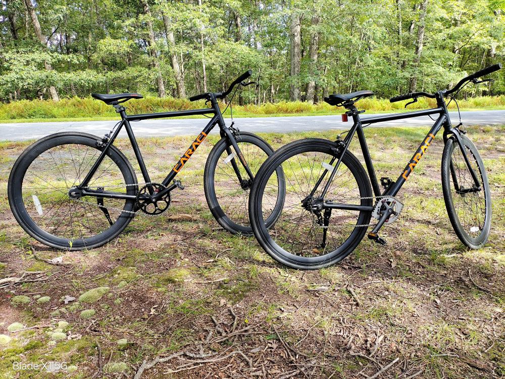 Image of two bikes, one standard and one converted to Crownring.